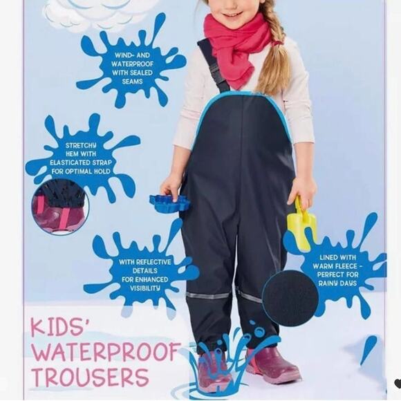 New 4 T Navy blue top quality rain pants overalls 110 cm - Picture 2 of 9